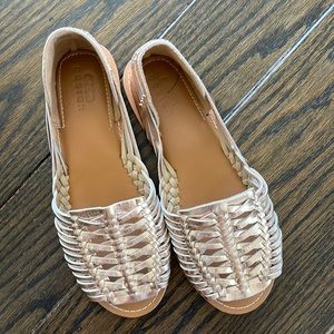 Gold huaraches style sandals from ASOS // never been worn
